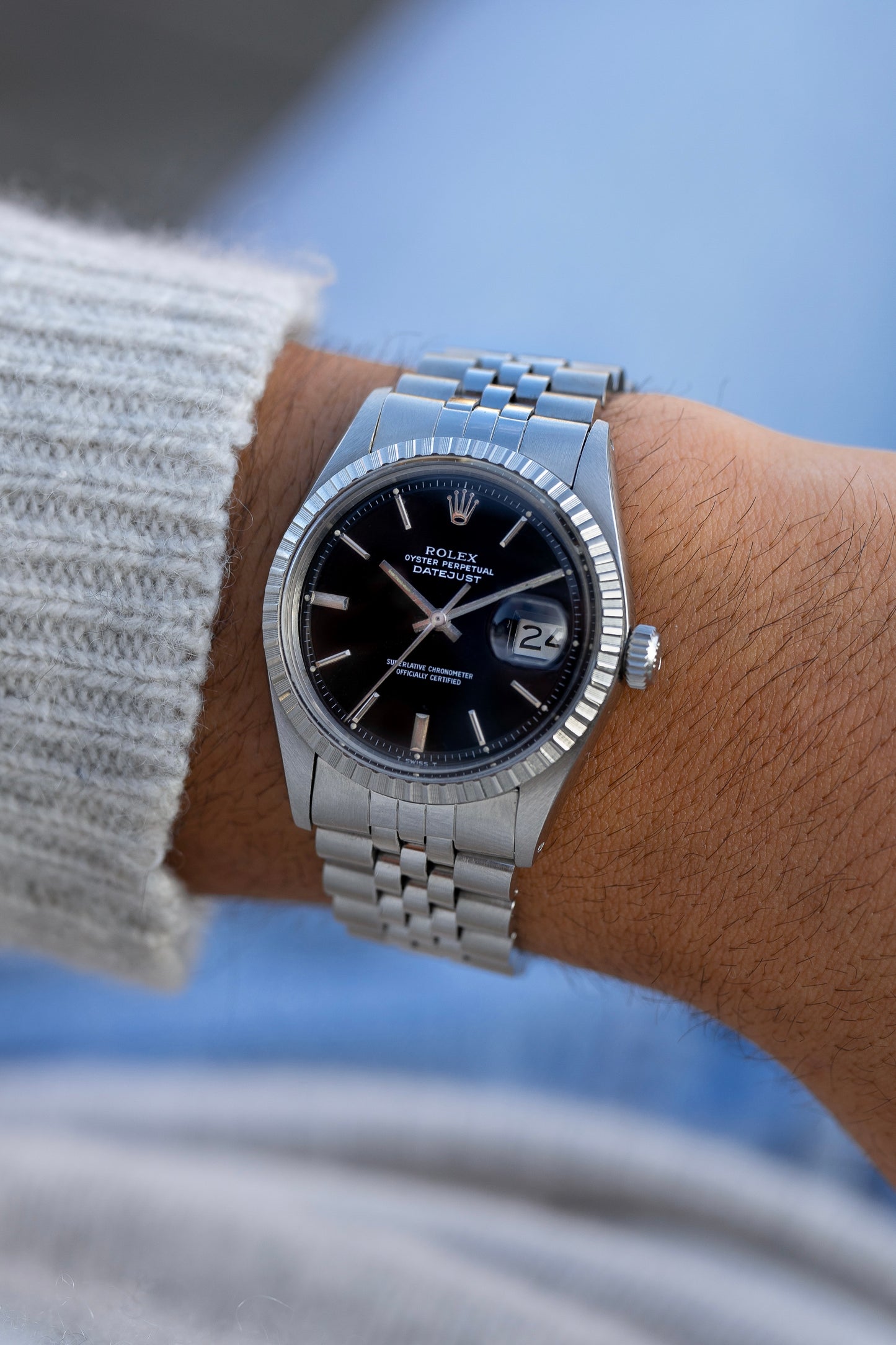 Rolex Datejust 36 black dial "open 6-9" ref.1603