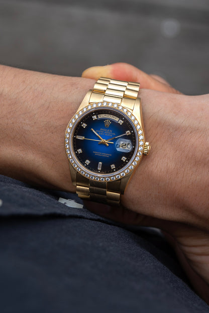 Rolex Oyster Perpetual Day-Date "Blauwe Degrade Diamant Wijzerplaat" ref.18238
