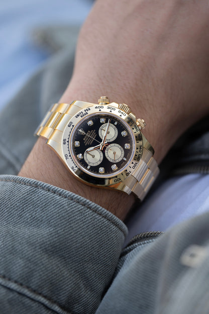 Rolex Daytona "geelgouden zwarte diamant wijzerplaat" ref. 126508